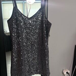 Express Black Sequin Top